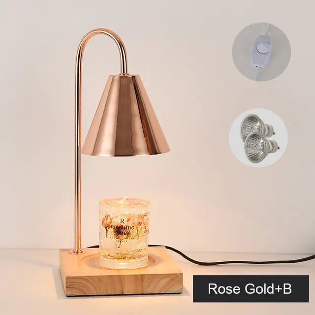 "Unique table lamp melting candles for cozy ambiance."