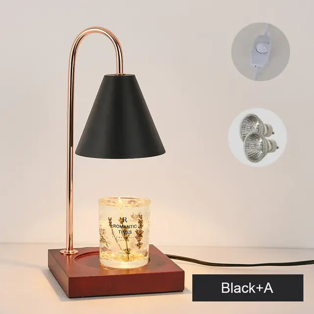 "Unique table lamp melting candles for cozy ambiance."
